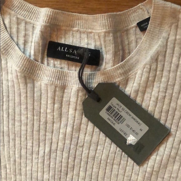 ALL SAINTS distressed top tunic tee tan beige - Picture 2 of 6